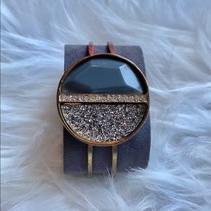 Gold Metal Diamond Accent Bracelet Gray Costume